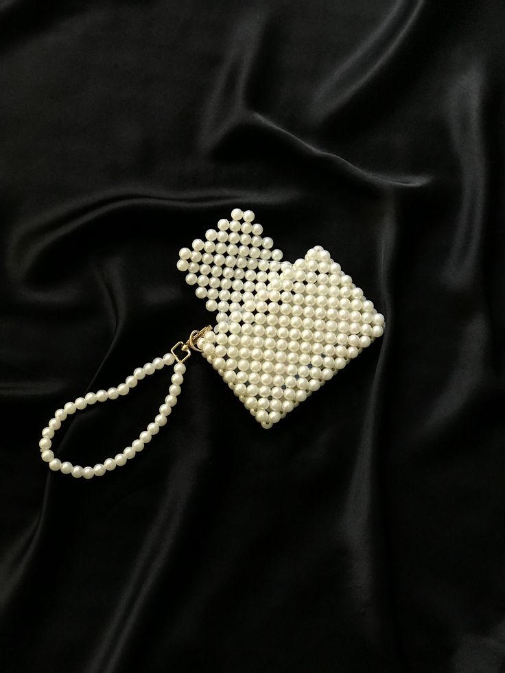 Mini Pearl Beaded Wristlet Clutch