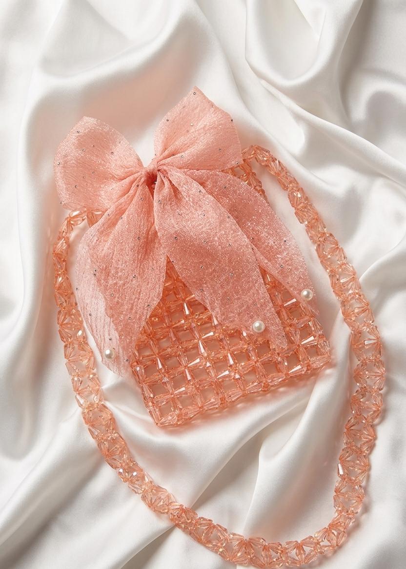 Jaysheen Handcrafted Beaded Phone Clutch with elegent Bow