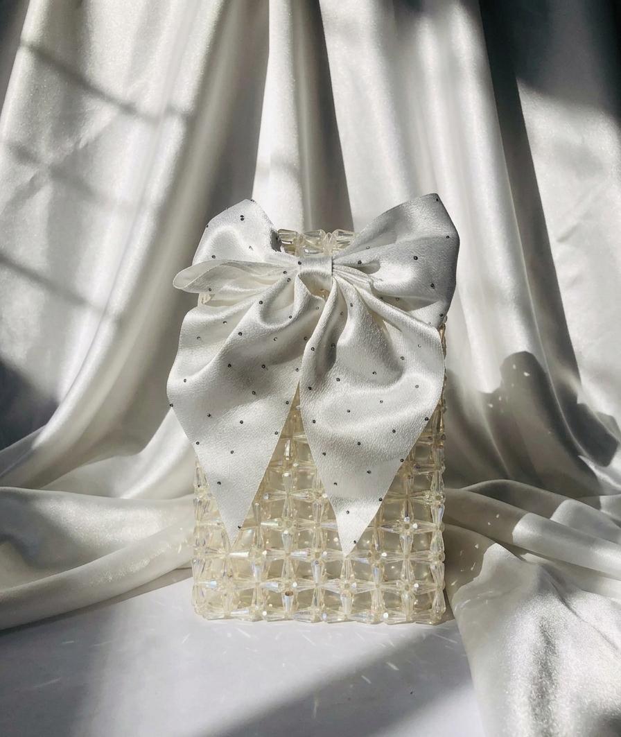 Jaysheen Handcrafted Beaded Phone Clutch with elegent Bow